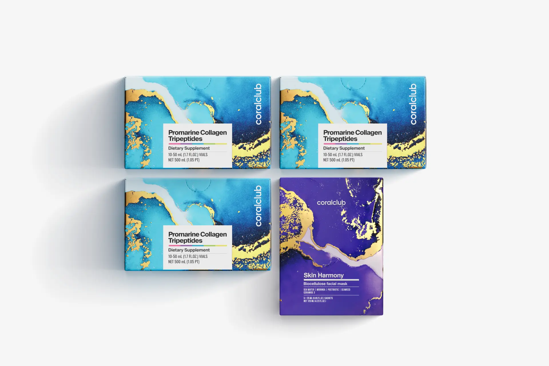 Promarin Kolajen Tripeptitleri (1 aylık kür) & Skin Harmony biyoselüloz yüz maskesi (5 saşe) seti